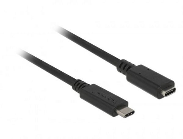 Produktbild: Delock USB-Kabel USB 3.2 Gen1 (USB 3.0 / USB 3.1 Gen1) USB-C&reg; Stecker, USB-C&reg; Buchse 1.00 m Schwarz 85533