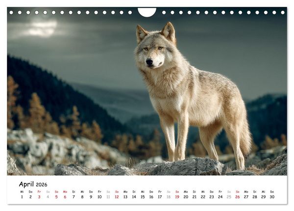 Produktbild: W&ouml;lfe im Mondlicht - Ruf der Wildnis (Wandkalender 2026 DIN A4 quer), CALVENDO Monatskalender