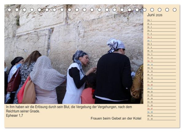 Produktbild: Jerusalem mit Bibelversen / Geburtstagsplaner (Tischkalender 2026 DIN A5 quer), CALVENDO Monatskalender