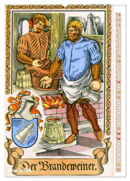 Produktbild: Altes Handwerk: Historische Zeichnungen neu entdeckt (hochwertiger Premium Wandkalender 2026 DIN A2 hoch), Kunstdruck in Hochglanz