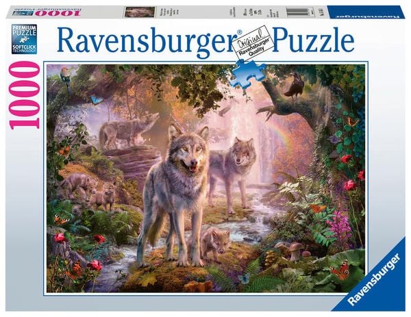 Puzzle Ravensburger Wolfsfamilie im Sommer 1000 Teile