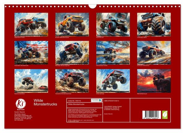 Produktbild: Wilde Monstertrucks (Wandkalender 2026 DIN A3 quer), CALVENDO Monatskalender