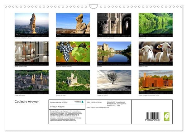 Produktbild: Couleurs Aveyron (Calendrier mural 2026 DIN A3 vertical), CALVENDO calendrier mensuel