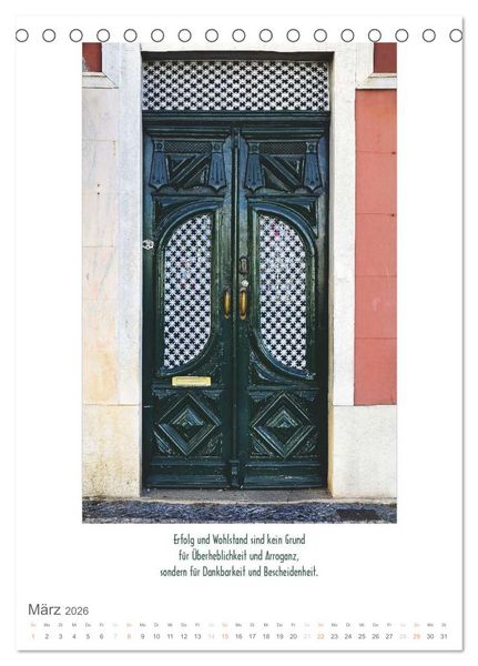Produktbild: Alte T&uuml;ren und Fenster mit Sinnspr&uuml;chen (Tischkalender 2026 DIN A5 hoch), CALVENDO Monatskalender
