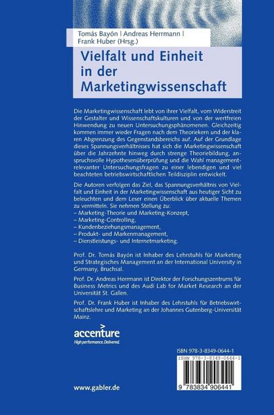 Produktbild: Vielfalt und Einheit in der Marketingwissenschaft