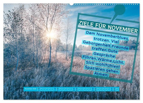 Produktbild: ZIELE Monat f&uuml;r Monat (hochwertiger Premium Wandkalender 2026 DIN A2 quer), Kunstdruck in Hochglanz