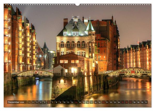 Produktbild: Die Speicherstadt (hochwertiger Premium Wandkalender 2026 DIN A2 quer), Kunstdruck in Hochglanz