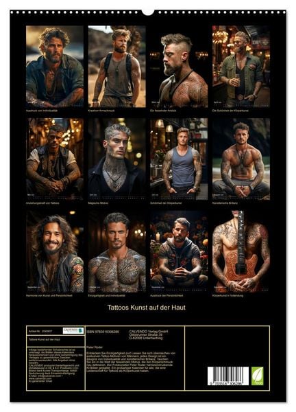 Produktbild: Tattoos Kunst auf der Haut (hochwertiger Premium Wandkalender 2026 DIN A2 hoch), Kunstdruck in Hochglanz