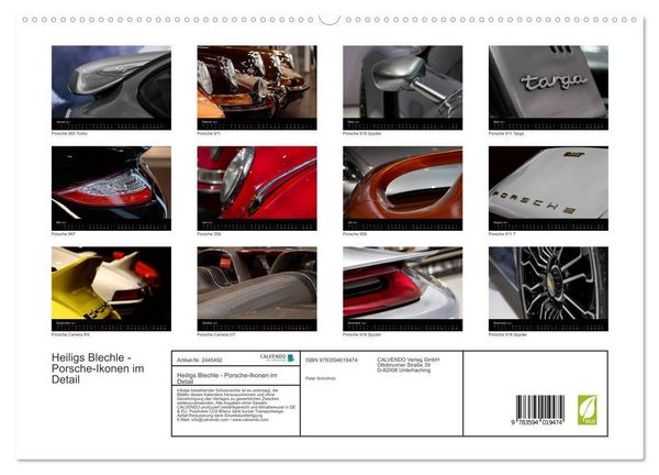 Produktbild: Heiligs Blechle - Porsche-Ikonen im Detail (hochwertiger Premium Wandkalender 2027 DIN A2 quer), Kunstdruck in Hochglanz