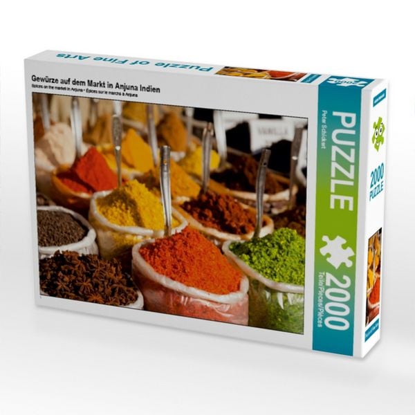 CALVENDO Puzzle Gewürze auf dem Markt in Anjuna Indien | 2000 Teile Lege-Größe 90x67cm Foto-Puzzle für glückliche Stunden