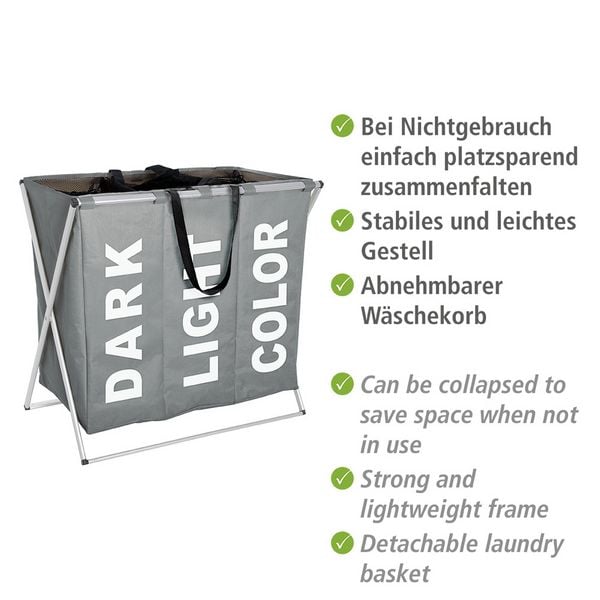Produktbild: W&auml;schesammler Mod. Trio Grau, W&auml;schekorb, 130 l