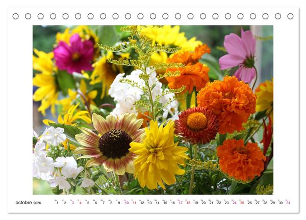 Produktbild: Fleurs - un m&eacute;lange color&eacute; (Calendrier de bureau 2026 DIN A5 vertical), CALVENDO calendrier mensuel
