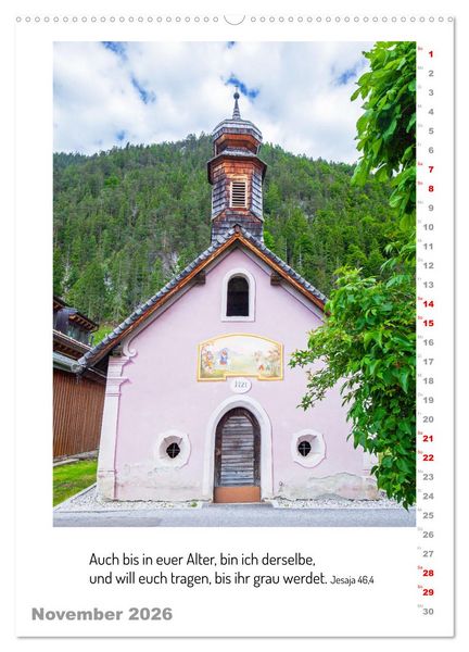 Produktbild: Kapellen mit Bibelzitaten (hochwertiger Premium Wandkalender 2026 DIN A2 hoch), Kunstdruck in Hochglanz