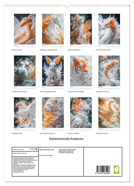 Produktbild: Geheimnisvolle Kreaturen (hochwertiger Premium Wandkalender 2026 DIN A2 hoch), Kunstdruck in Hochglanz