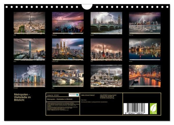 Produktbild: Metropolen - Weltst&auml;dte im Blitzlicht (Wandkalender 2026 DIN A4 quer), CALVENDO Monatskalender