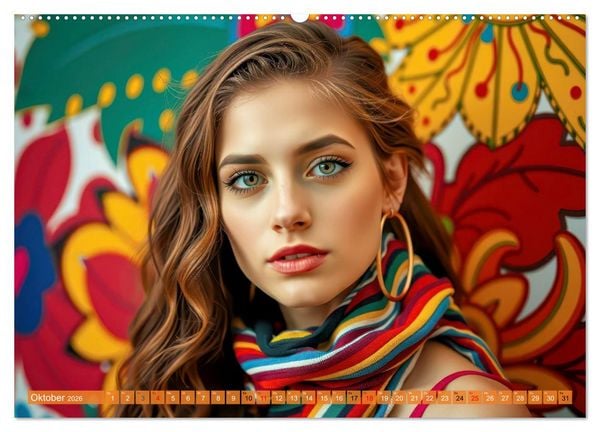 Produktbild: Farbenfrohe Portraits (hochwertiger Premium Wandkalender 2026 DIN A2 quer), Kunstdruck in Hochglanz