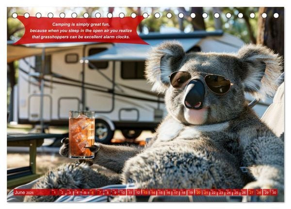 Produktbild: Funny charming animals as campers (Desk Calendar 2026 DIN A5 landscape), CALVENDO 12 Month DeskCalendar