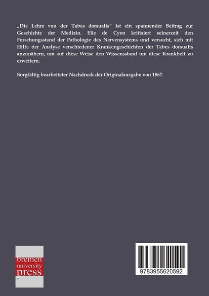 Produktbild: Die Lehre von der Tabes dorsualis