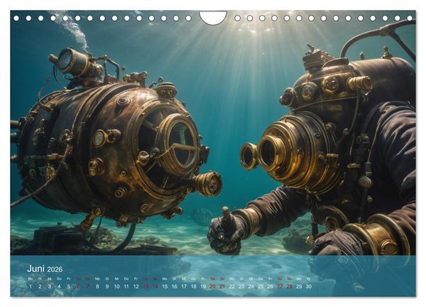 Produktbild: Steampunk - Unterwasser Roboter (Wandkalender 2026 DIN A4 quer), CALVENDO Monatskalender