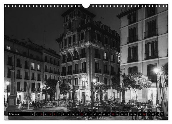 Produktbild: Madrid - Schwarz-Wei&szlig; Impressionen (Wandkalender 2026 DIN A3 quer), CALVENDO Monatskalender