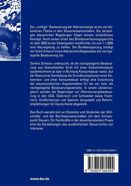 Produktbild: Altersvorsorgebesteuerung in Deutschland, USA und Europa