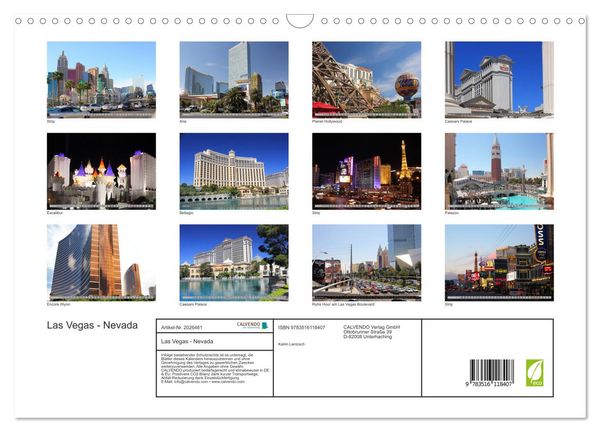 Produktbild: Las Vegas - Nevada (Wandkalender 2026 DIN A3 quer), CALVENDO Monatskalender