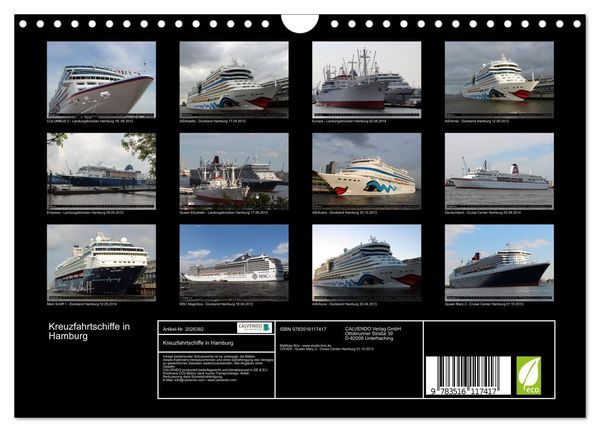Produktbild: Kreuzfahrtschiffe in Hamburg (Wandkalender 2026 DIN A4 quer), CALVENDO Monatskalender