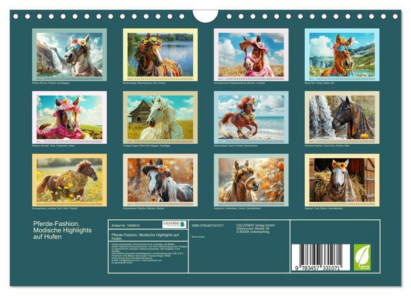 Produktbild: Pferde-Fashion. Modische Highlights auf Hufen (Wandkalender 2026 DIN A4 quer), CALVENDO Monatskalender