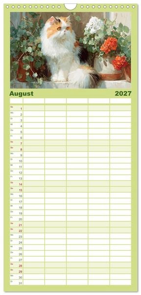 Produktbild: Familienplaner 2027 - Perserkatzen. Flauschige Momente in kunstvoller &Ouml;loptik mit 5 Spalten (Wandkalender, 21 x 45 cm) CALVENDO