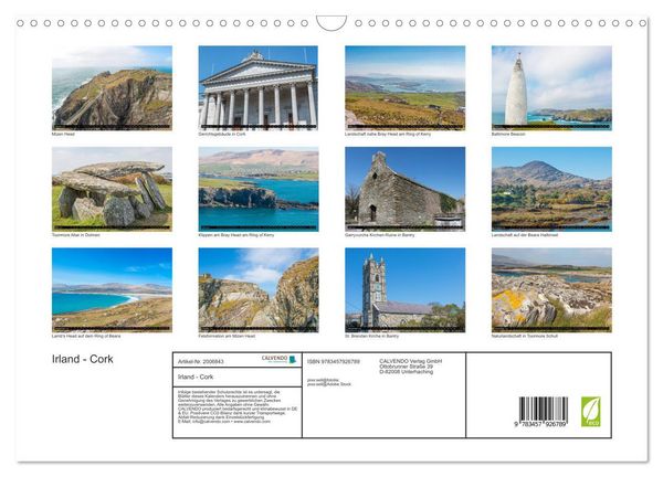 Produktbild: Irland - Cork (Wandkalender 2026 DIN A3 quer), CALVENDO Monatskalender