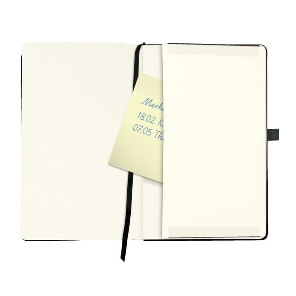 Produktbild: Herlitz Notizbuch Classic A5 96 Blatt blanko schwarz mit Leseband und Falttasche my.book