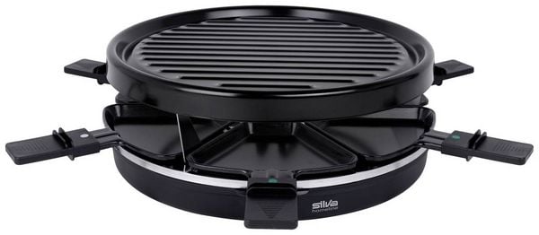 Silva Homeline PK-R 066 Raclette Antihaftbeschichtung, Überhitzungsschutz, 6 Pfännchen, Kontrollleuchte Schwarz