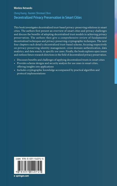 Produktbild: Decentralized Privacy Preservation in Smart Cities