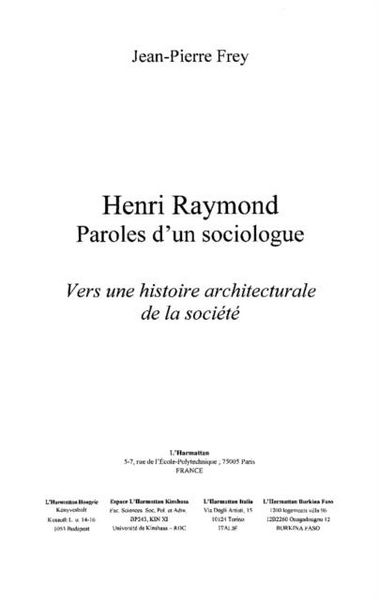 Produktbild: Henri raymond paroles d'un sociologue