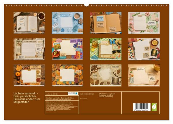 Produktbild: L&auml;cheln sammeln - Dein pers&ouml;nlicher Gl&uuml;ckskalender zum Mitgestalten (hochwertiger Premium Wandkalender 2026 DIN A2 quer), Kunstdruck in Hochglanz