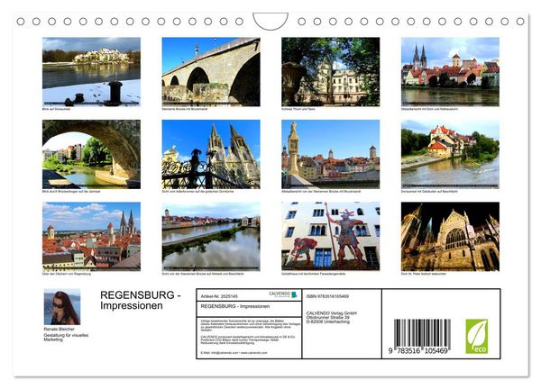 Produktbild: REGENSBURG - Impressionen (Wandkalender 2026 DIN A4 quer), CALVENDO Monatskalender