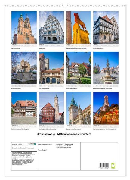Produktbild: Braunschweig - Mittelalterliche L&ouml;wenstadt (Wandkalender 2027 DIN A2 hoch), CALVENDO Monatskalender