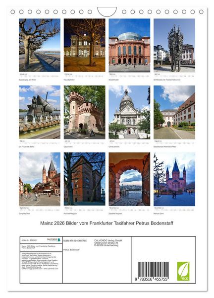 Produktbild: Mainz 2026 Bilder vom Frankfurter Taxifahrer Petrus Bodenstaff (Wandkalender 2026 DIN A4 hoch), CALVENDO Monatskalender