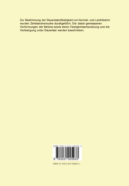 Produktbild: Erarbeitung von Materialkennwerten f&uuml;r die Dauerstandfestigkeit zementgebundener Systeme