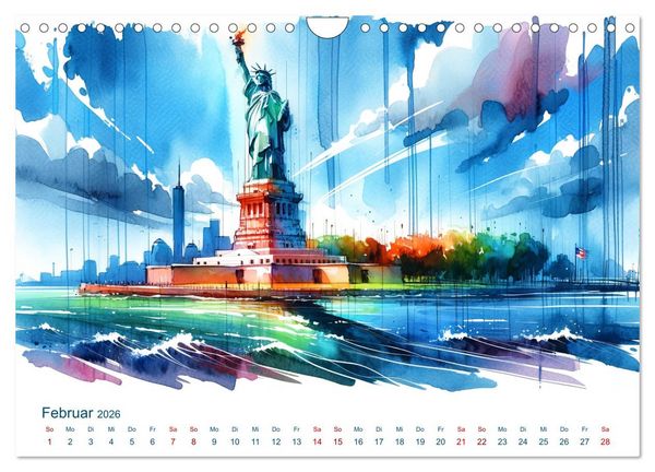 Produktbild: Sehensw&uuml;rdigkeiten in Aquarell (Wandkalender 2026 DIN A4 quer), CALVENDO Monatskalender