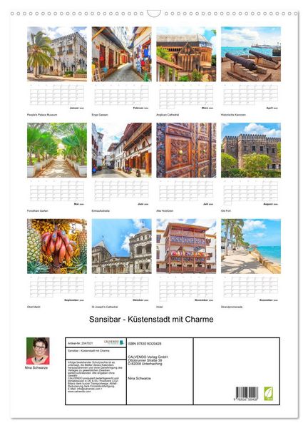 Produktbild: Sansibar - K&uuml;stenstadt mit Charme (Wandkalender 2026 DIN A2 hoch), CALVENDO Monatskalender