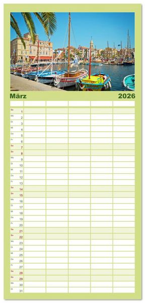 Produktbild: Familienplaner 2026 - Lebendige Cote d'Azur: Die azurblaue K&uuml;ste mit 5 Spalten (Wandkalender, 21 x 45 cm) CALVENDO