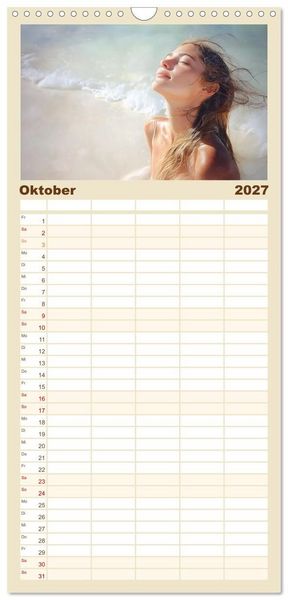 Produktbild: Familienplaner 2027 - Entspannen am Strand mit 5 Spalten (Wandkalender, 21 x 45 cm) CALVENDO