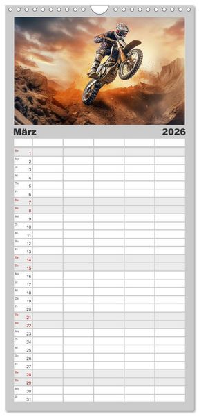 Produktbild: Familienplaner 2026 - Motorcross Welt mit 5 Spalten (Wandkalender, 21 x 45 cm) CALVENDO