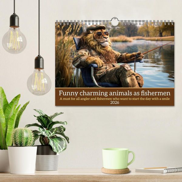 Produktbild: Funny charming animals as fishermen (Wall Calendar 2026 DIN A4 landscape), CALVENDO 12 Month Wall Calendar