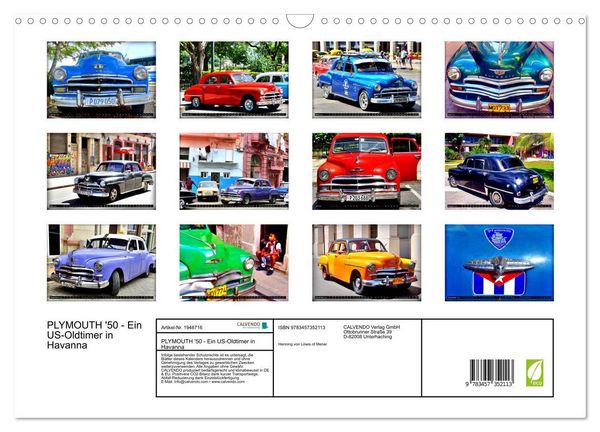 Produktbild: PLYMOUTH '50 - Ein US-Oldtimer in Havanna (Wandkalender 2026 DIN A3 quer), CALVENDO Monatskalender
