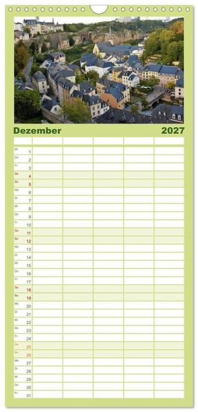 Produktbild: Familienplaner 2027 - Luxemburg entlang des Wenzelwegs mit 5 Spalten (Wandkalender, 21 x 45 cm) CALVENDO