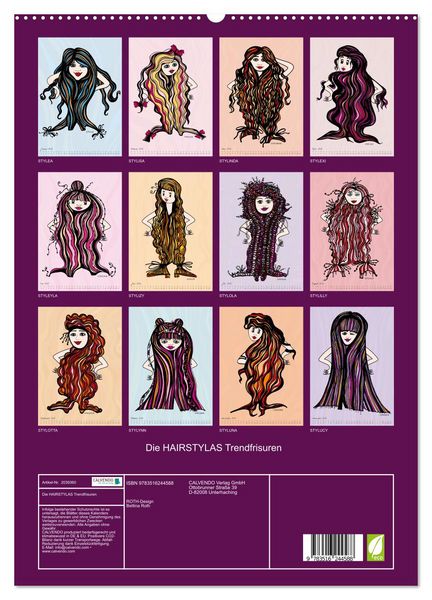 Produktbild: Die HAIRSTYLAS Trendfrisuren (hochwertiger Premium Wandkalender 2026 DIN A2 hoch), Kunstdruck in Hochglanz