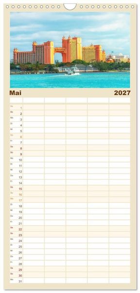Produktbild: Familienplaner 2027 - Nassau - Stadt mit karibischem Flair mit 5 Spalten (Wandkalender, 21 x 45 cm) CALVENDO