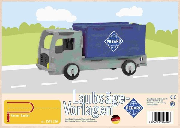 PEBARO 354S - Laubsägevorlage LKW, 1 Platte, Größe DIN A4